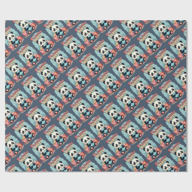 Papier Cadeau Kawaii Panda Pajama Party Cosy Slepov esthétique (Plat)