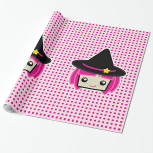 Papier Cadeau Kawaii Pink Haired Wrap cadeau sorcière