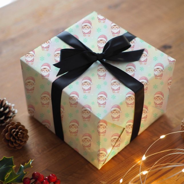 Papier Cadeau Kawaii Santa pastel pattern  (Créateur téléchargé)