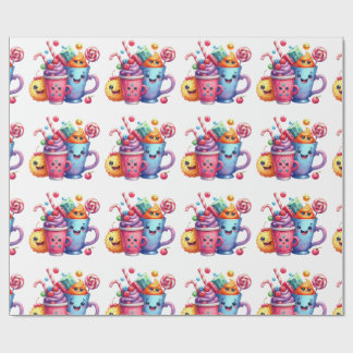 Papier cadeau Kawaii Sweets & Coffee Cups Mignon