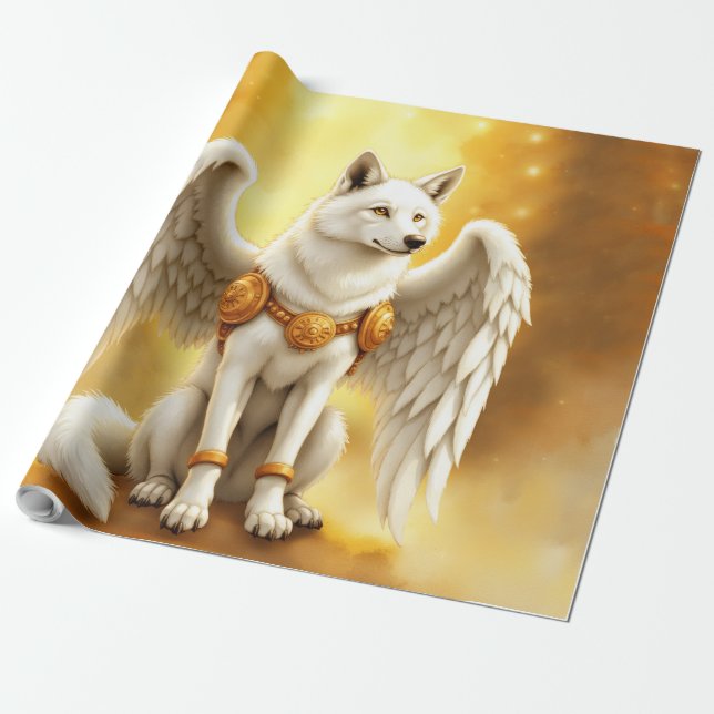 Papier Cadeau Keeper of the Dawn – The White Winged Wolf.  (Déroulé)