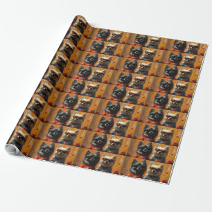Papier Cadeau Keeshond avec roses de la Saint-Valentin