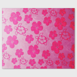 Papier Cadeau Ketmie et tortues roses de Honu