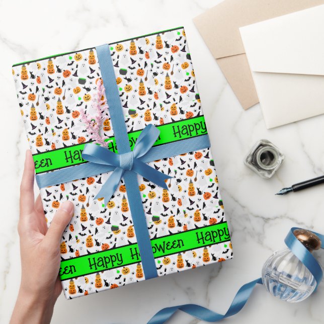 Papier Cadeau Kid Halloween Ghost Citrouille Black Chat Personna (Cadeaux)