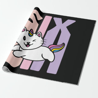 Papier Cadeau Kids 6 Year Old Cute Caticorn Cat Unicorn Birthday
