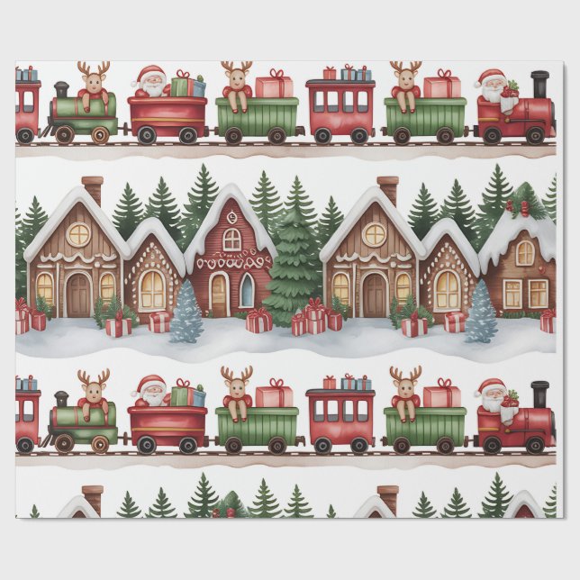 Papier Cadeau Kids Christmas Wrapping Paper – Toyland and Train  (Plat)