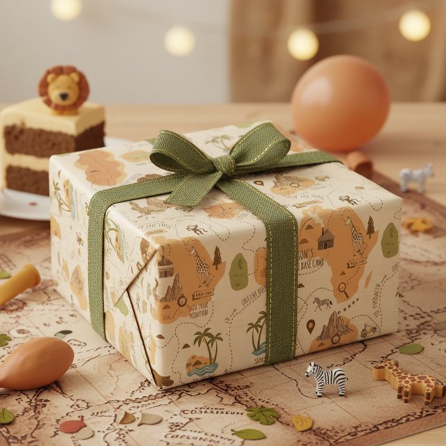 Papier Cadeau Kid's Personalized Safari Map ID1269 (Créateur téléchargé)