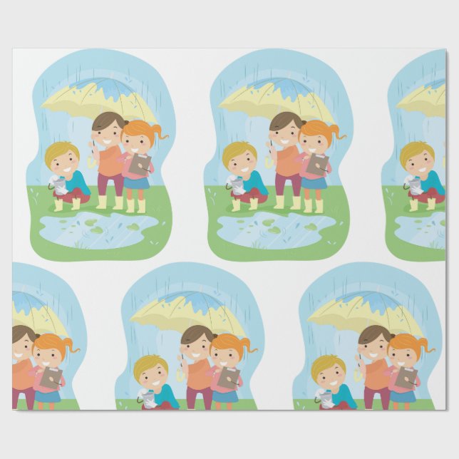 Papier Cadeau Kids Science Nature Study in Rain (Plat)