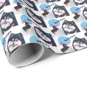 Papier Cadeau KIITOS SANTA- Lappishunde finlandais emballage ca