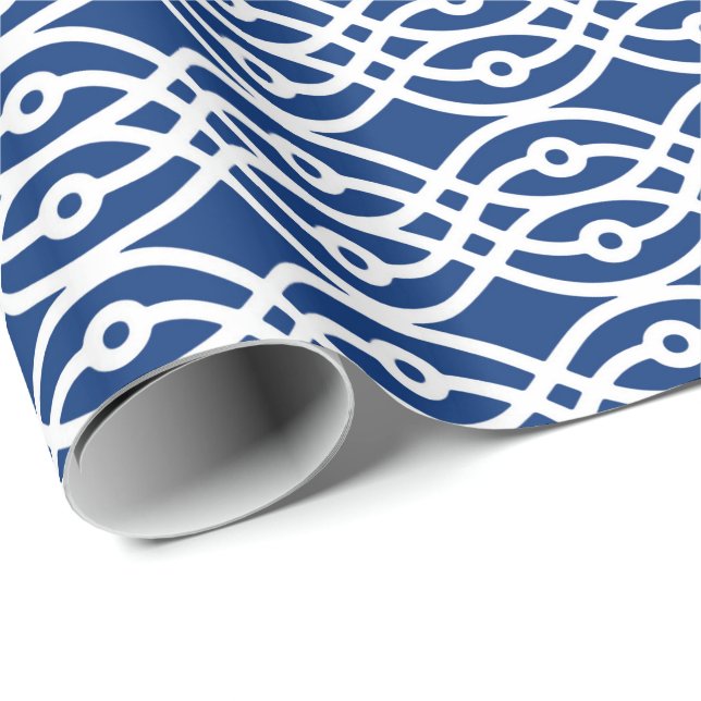 Papier Cadeau Kimono, bleu marine et blanc (Coin rond)