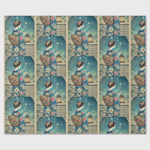 Papier Cadeau kimono d'été et lucioles