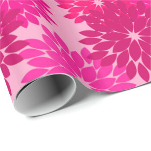 Papier Cadeau Kimono floral moderne Imprimer, rose, fuchsia et v
