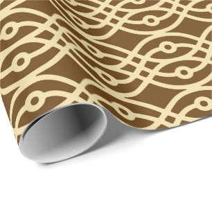 Papier Cadeau Kimono imprimé, chocolat brun et tan