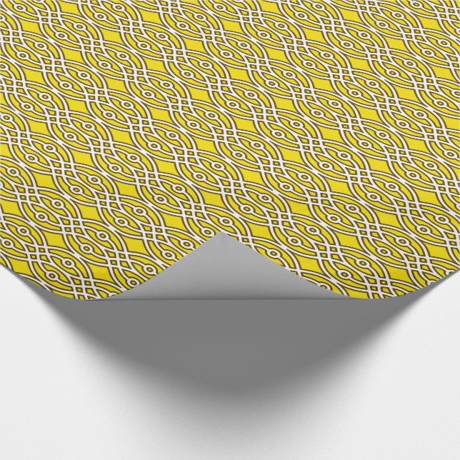 Papier Cadeau Kimono imprimé, moutarde jaune et blanc (Coin)