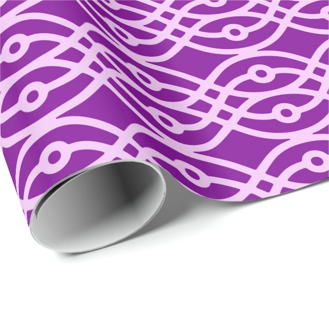 Papier Cadeau Kimono imprimé, violet et lavande (Coin rond)