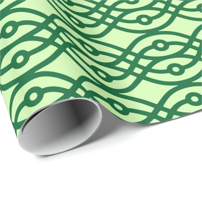 Papier Cadeau Kimono, vert clair et vert foncé (Coin rond)