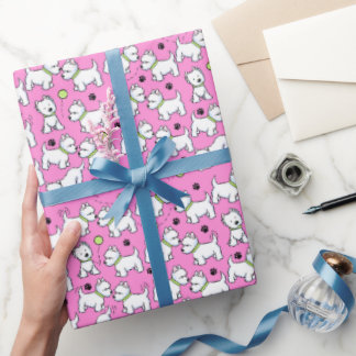 Papier Cadeau KiniArt Jouer Westies Rose