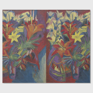 Papier Cadeau Kirchner Expressionniste Lys orangés vibrants Art