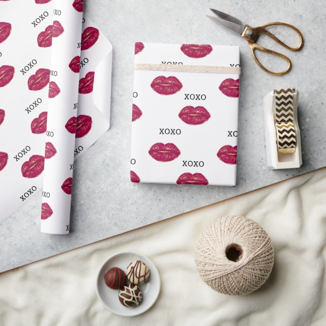 Papier Cadeau Kiss Red Lips XOXO (Artisanat)