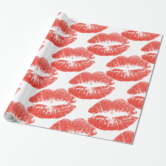 Papier Cadeau Kissing Red lips (Déroulé)