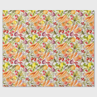 Papier Cadeau Kitchen Garden Harvest Watercolor Fruit & Veggie