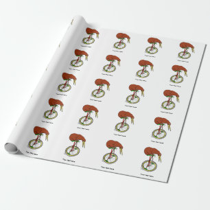 Papier Cadeau Kiwi Bird Sur Un Dessin Drôle À L'Unicycle