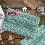 Papier Cadeau Knitted Stitch Pattern8 Green ID208<br><div class="desc">For some holiday fun,  wrap your gift in this 'Ugly Sweater' knit pattern that features traditional geometrics in green and white. Search ID208 to see additional products with this design and more knitted stitch patterns.</div>