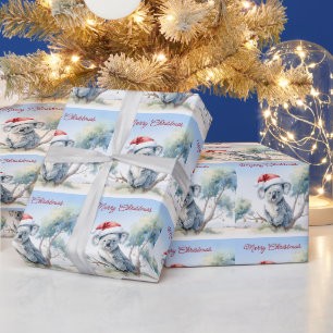 Papier Cadeau Koala assis dans un eucalyptus Joyeux Noël