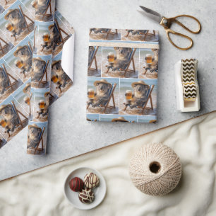 Papier Cadeau Koala avec une bière sur une plage
