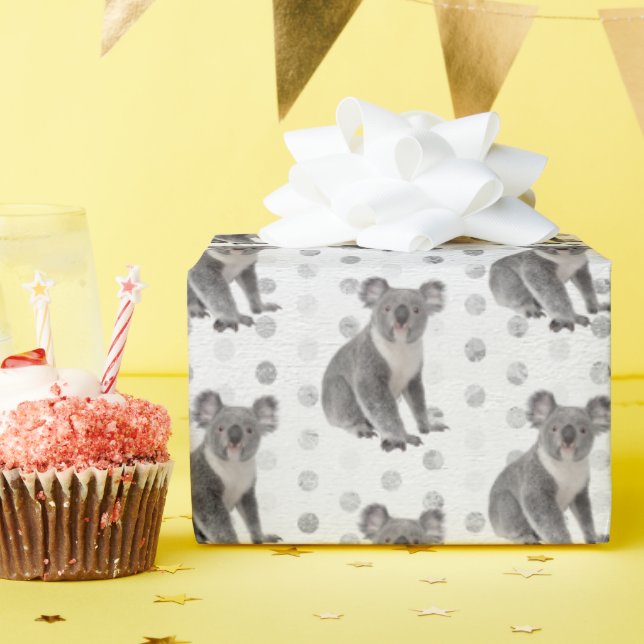 Papier Cadeau Koala Bears sur les Pois (Fête d'anniversaire)