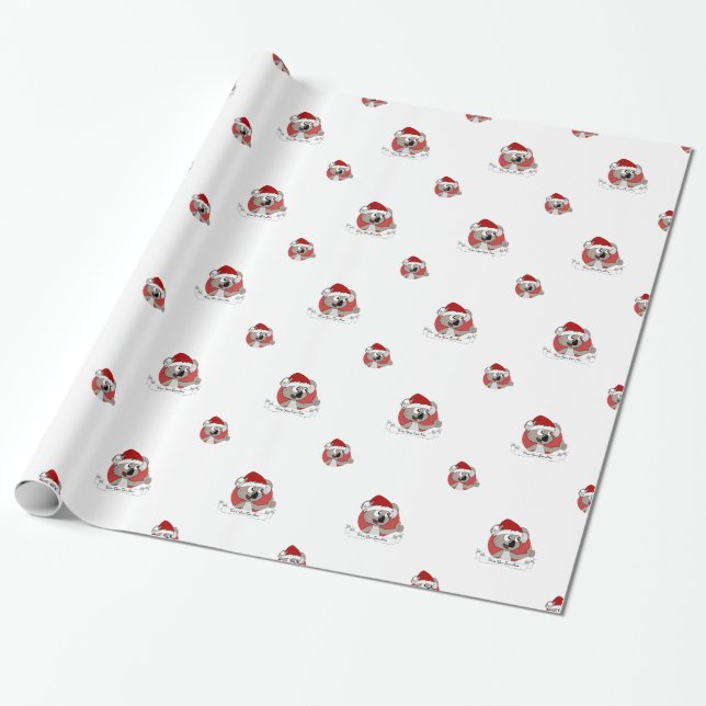 Papier Cadeau koala de Noël dessin animé (Déroulé)