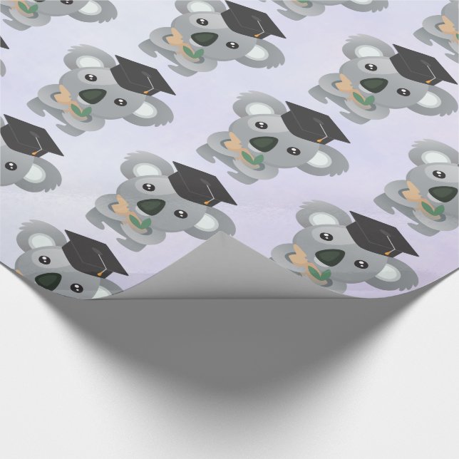 Papier Cadeau Koala mignon avec une toque de graduation noire (Coin)