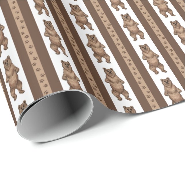 Papier Cadeau Kodiak Bear Stripe (Coin rond)