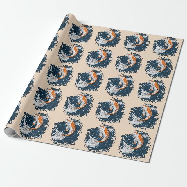 Papier Cadeau Koi Poisson maître de courbure (Déroulé)