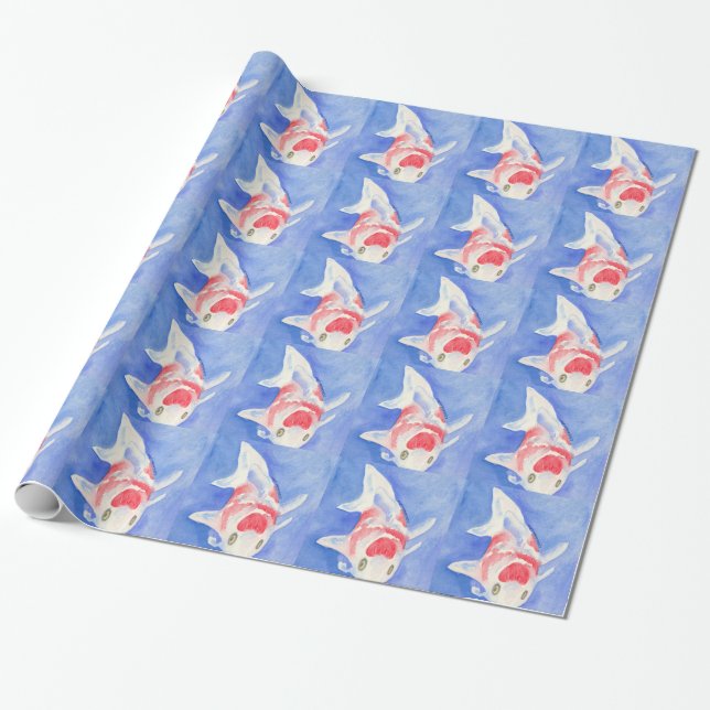 Papier Cadeau Koi rouge et blanc (Déroulé)