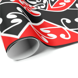 Papier Cadeau Kowhaiwhai traditionnel Maori Koru Motif