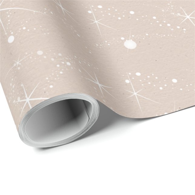 Papier Cadeau Kraft Hiver Blanc Noël Élégant (Coin rond)