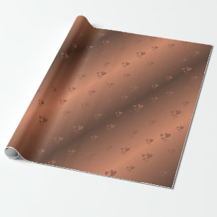 Papier Cadeau kupfer, brun, noël, coeurs, xmas, brillant,