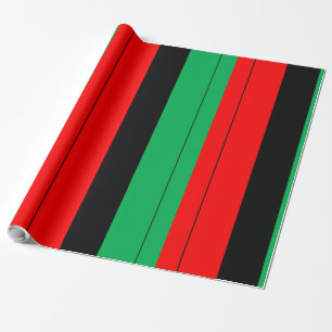 Papier Cadeau Kwanzaa colore le motif vert noir rouge de rayures