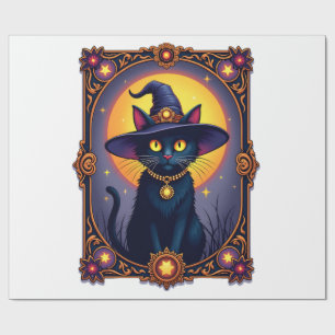 Papier Cadeau La carte de tarot chat sorcière Halloween gothique