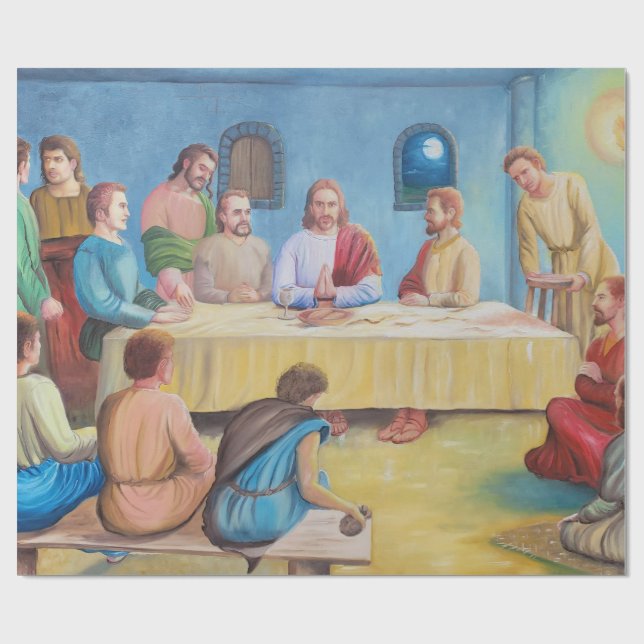 Papier Cadeau La Cène : Jésus et les disciples (Plat)