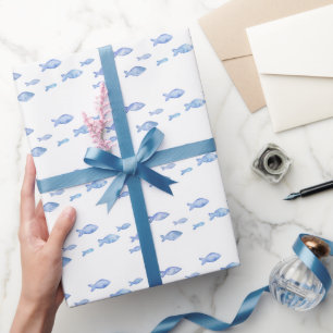 Papier Cadeau La chambre à coucher bébé poisson bleu mer