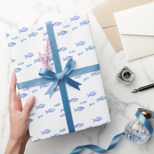 Papier Cadeau La chambre à coucher bébé poisson bleu mer (Cadeaux)