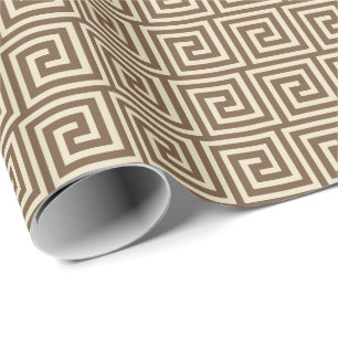 Papier Cadeau La clé grecque, nuances de taupe se bronzent