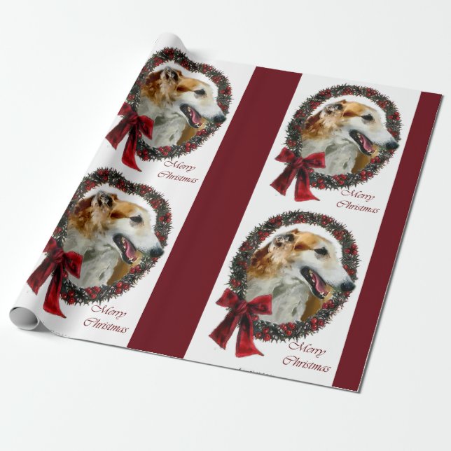 Papier Cadeau La couronne de Noël de Borzoi (Déroulé)