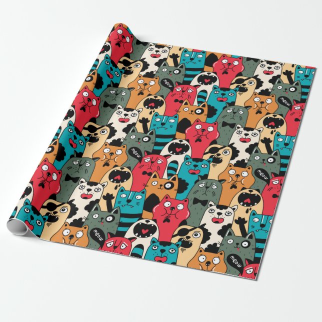 Papier Cadeau La Crowd of cats (Déroulé)