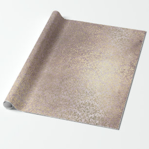 Papier Cadeau La damassé rougissent une poudre plus rusée d'or