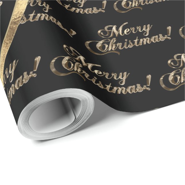 Papier Cadeau La famille Williams Faux Gold Noir Noël (Coin rond)