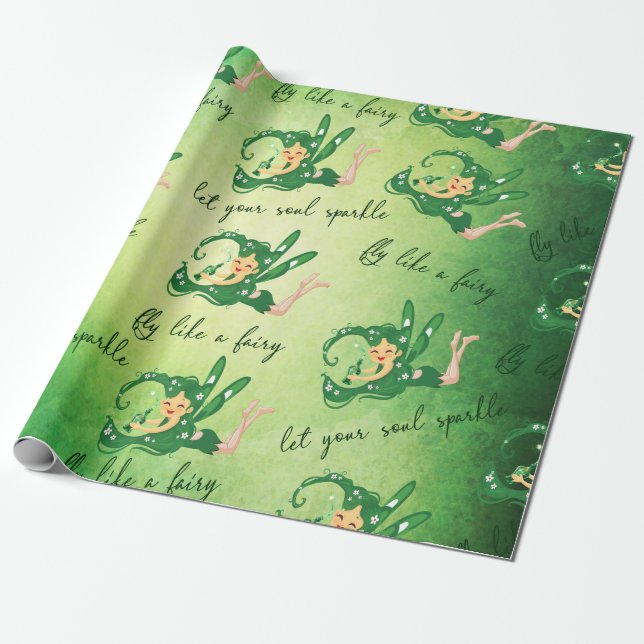 Papier Cadeau La fée verte a laissé votre étincelle d'âme voler (Déroulé)