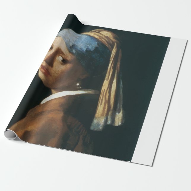 Papier Cadeau La fille avec une boucle d'oreille de perle (Déroulé)